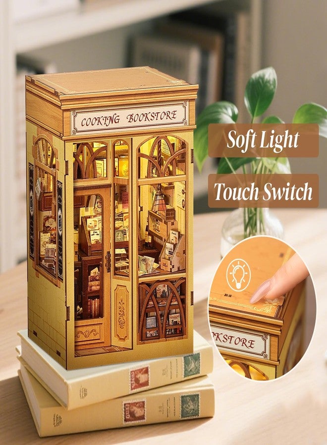 كيوت بي مجموعة ركن الكتب من كيوتبي - مجموعة بيت الدمى المصغر التي يمكنك تركيبها بنفسك للبالغين والمراهقين، ديكور ركن الكتب، أحجية خشبية ثلاثية الأبعاد، هدايا للعائلة والأصدقاء (متجر كتب الطبخ) - Image 4